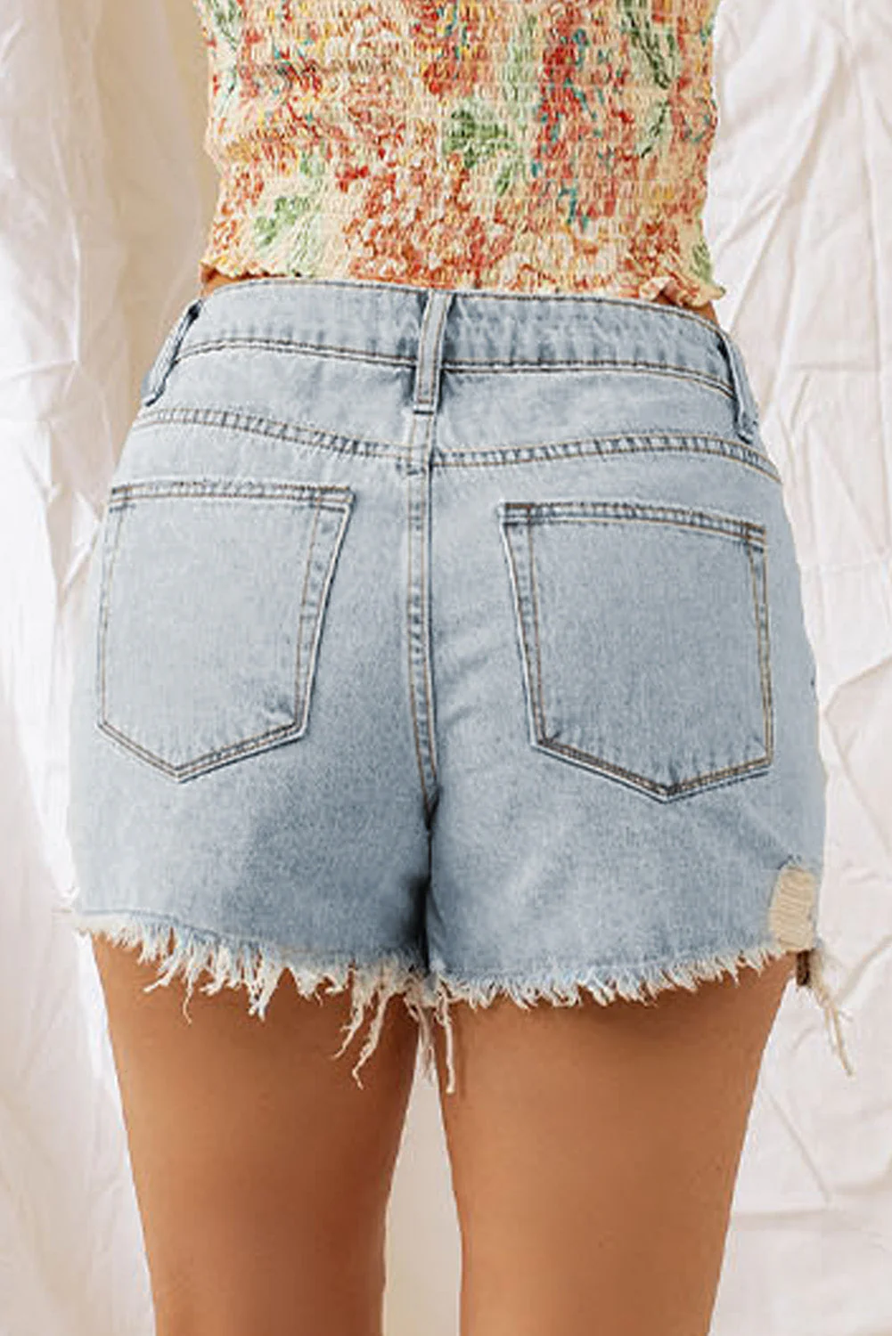 Sky blue distresses jean shorts